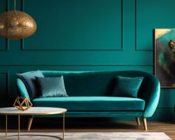 colour drenching living room with green wall and green sofa